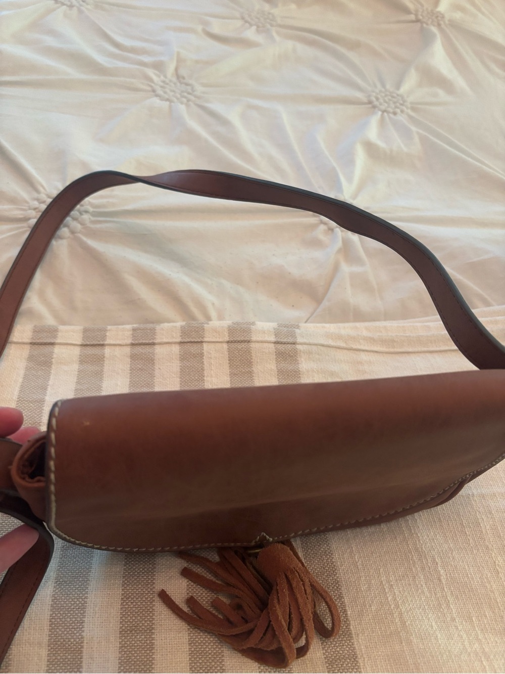 Merona Brown Leather Crossbody Bag with Tassel - Picture 6 of 6